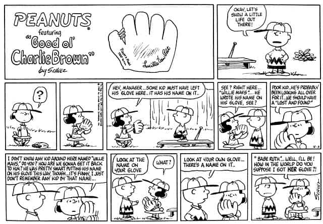 Image of Peanuts comic strip originally published on August 3, 1969